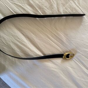 Aritzia Black Belt with Gold Buckle